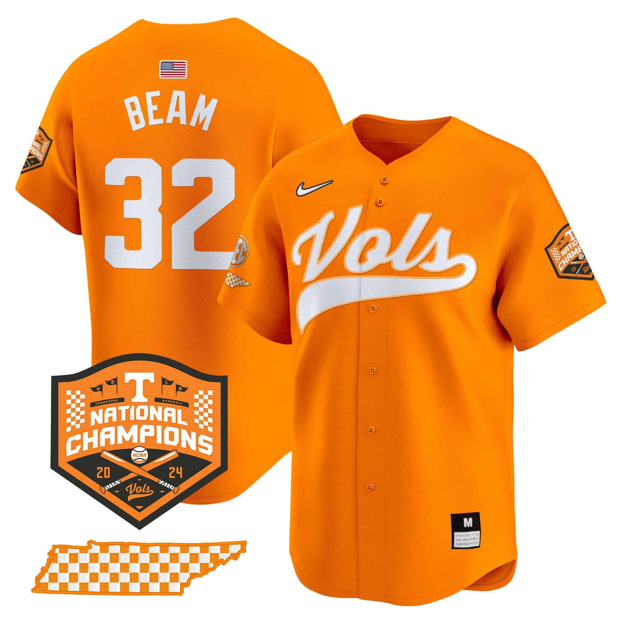 Men Tennessee Volunteers #32 Beam Orange 2024 Nike Champions Vapor Premier Limited NCAA Jersey->ncaa teams->NCAA Jersey